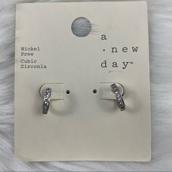 a new day Jewelry 42 A New Day Silver Cz Pave Mini Hoop Earrings